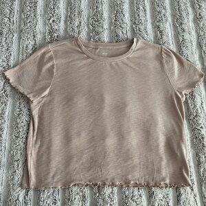 Aerie Light taupe Short Sleeve ribbed Tee size Large